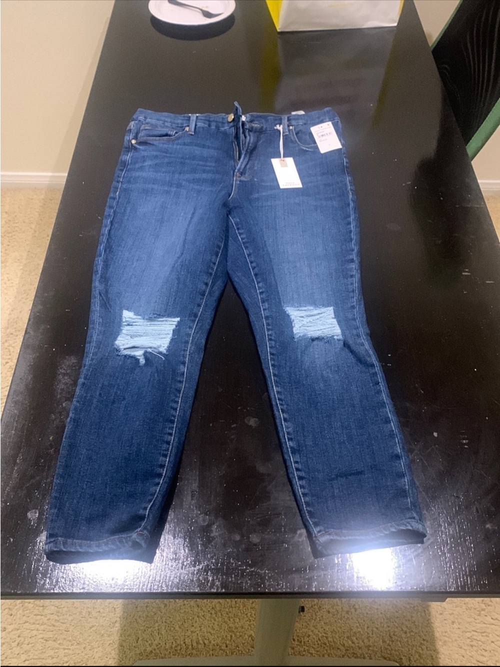 Good American Good Waist Crop Jeans - Medium Blue - Picture 3 of 4